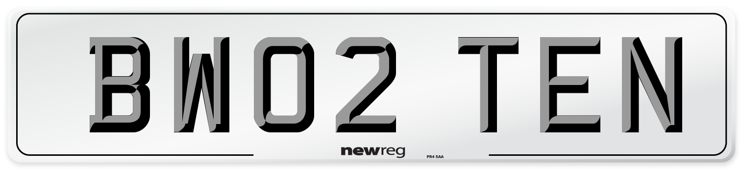 BW02 TEN Number Plate from New Reg